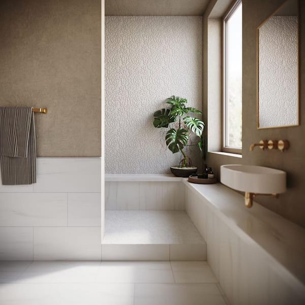 Countryside Flower Bianco Dolomite 11.81 in. x 11.81 in. Honed Marble Floor and Wall Tile (0.96 Sq. ft./Sheet)