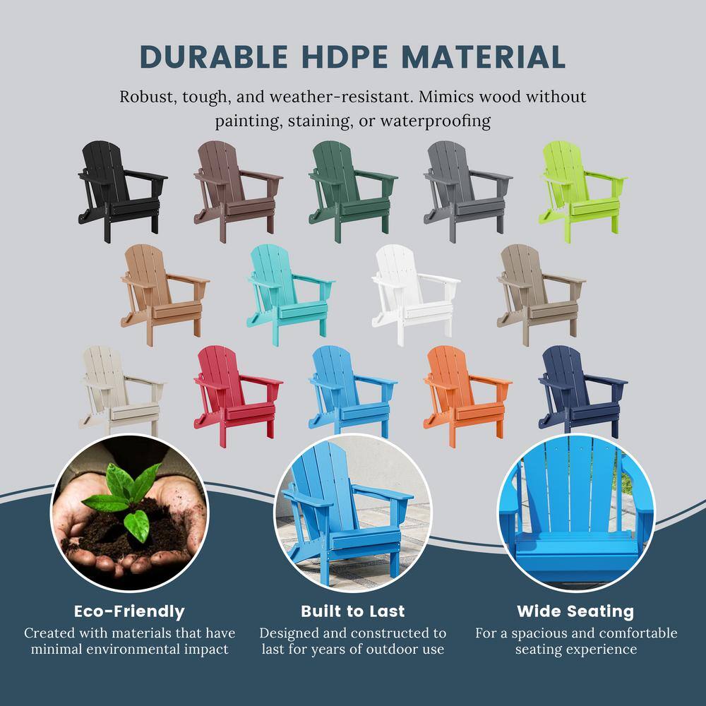 Laguna Pacific Blue Weather-Resistant Poly Adirondack Chairs Set