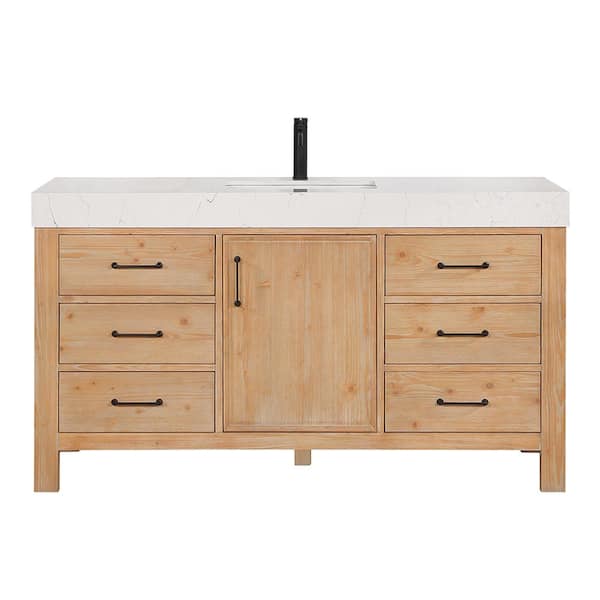 ROSWELL Leon Single Sink Bath Vanity with White Composite Stone Top ...