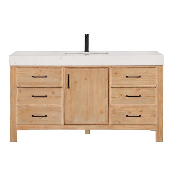 Leon Single Sink Bath Vanity with White Composite Stone Top