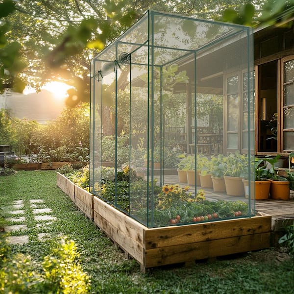 Crop Cages for Garden Plant 6.6 ft. L x 3.3 ft. W x 6 ft. H Crop Cage Plant Protection Tent with Zipper Door, Square