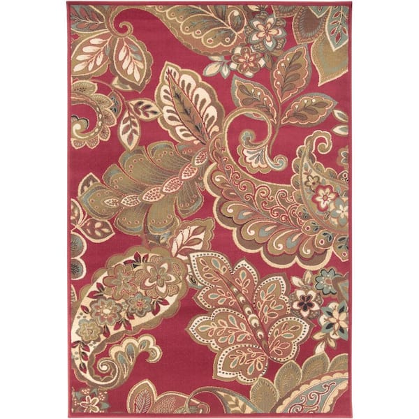 Cerastium Burgundy 5 ft. x 8 ft. Indoor Area Rug