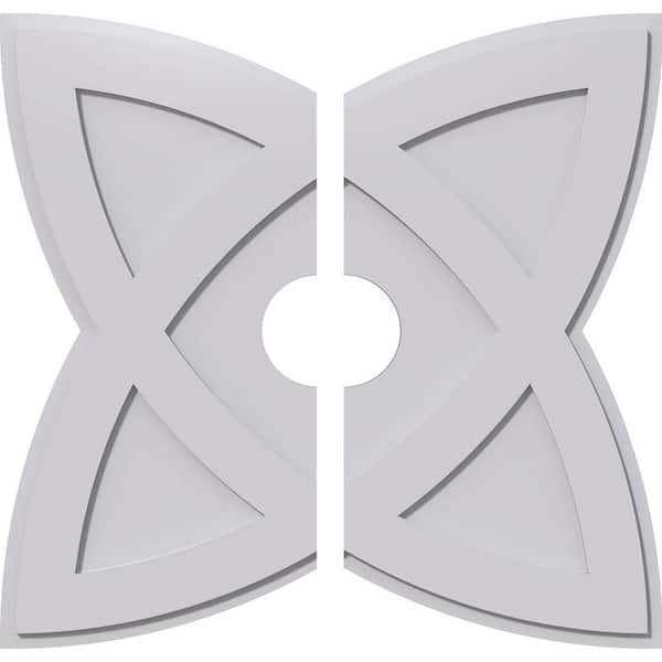 Ekena Millwork 1 in. P X 12-3/4 in. C X 34 in. OD X 6 in. ID Cosmo Architectural Grade PVC Contemporary Ceiling Medallion, Two Piece