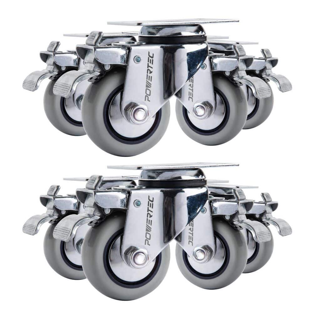 3 in. Swivel Plate Caster Wheels with Brake and 880 lbs. Loads, Dual Locking PU Castor Wheels (8-Pack) price history on PriceWatchPro