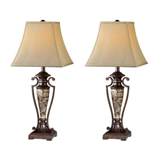 Design Trent Missoula 2-Piece 29 in. Bronze Table Lamp Set with Bavaria Cream Shades - DISCONTINUED