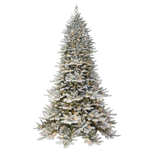 Puleo International New 7.5 ft. Royal Majestic Douglas Fir Flocked Tree with Real Life Molded Tips and Sure-Lit Pole with 800 Clear Lights