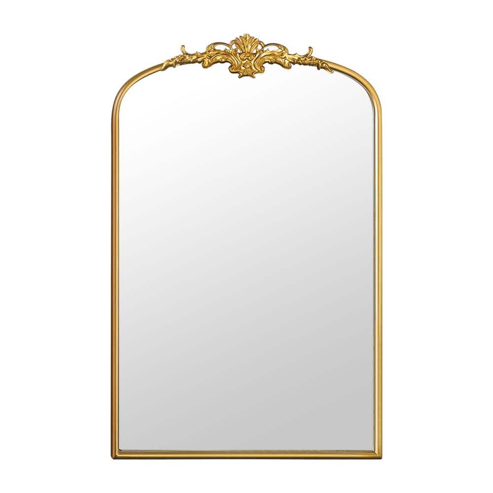 Crane Lake 24"x36" Gold Arched Metal Framed Decorative Mirror