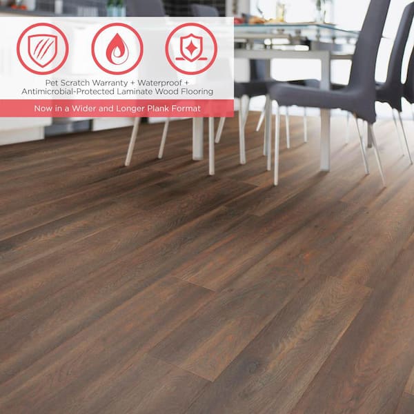 Outlast+ XL Stable View Oak 12 mm T x 8.35 in. W x 54.33 in. L Waterproof Laminate Wood Flooring (22.04 sq.ft./case)