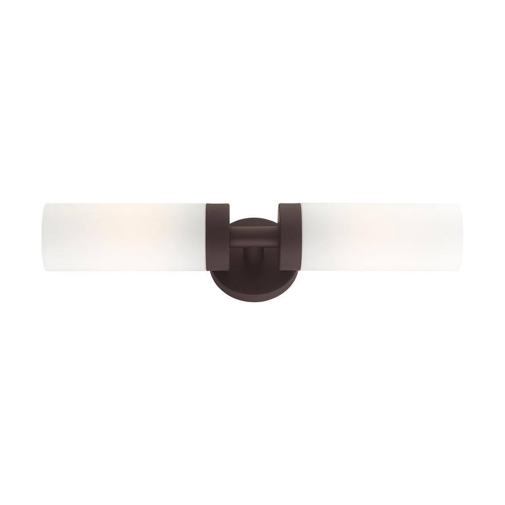 Aero Contemporary 2-Light Bronze Vanity with Satin Opal White Glass