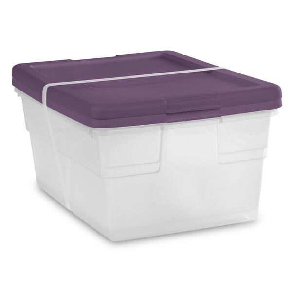 Superio Ribbed Collection - Decorative Plastic Lidded Home Storage Bins  Organizer Baskets, Large Lilac Purple (1 Pack - 15 Liter) Stackable  Container