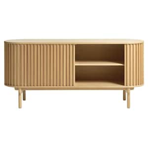 Mid Century Modern Natural Wood Finish MDF 63 in. Sideboard with Drawer