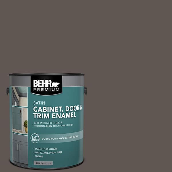 BEHR PREMIUM 1 gal. #N140-7 Timber Brown Satin Enamel Interior/Exterior Cabinet, Door & Trim Paint