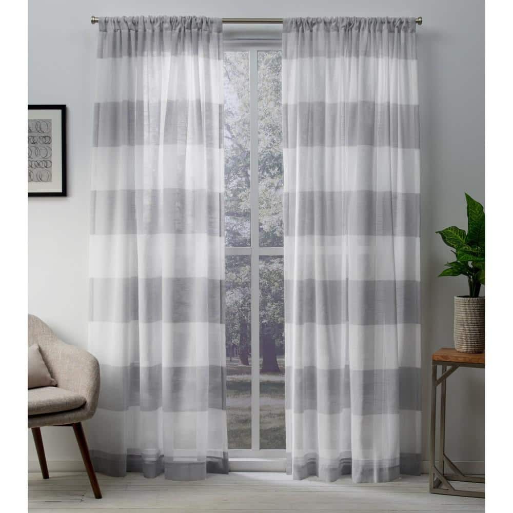 Darma Dove Grey Stripe Sheer Rod Pocket Curtain, 50 in. W x 96 in. L (Set of 2) price history on PriceWatchPro