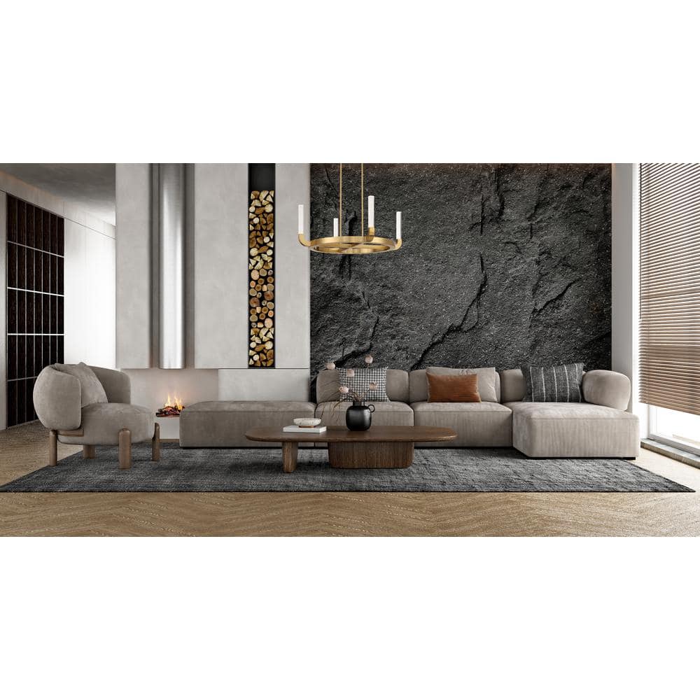 Warm Brass 4-Light LED Chandelier with Clear Seeded Acrylic Shades