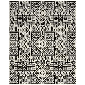 Napa Mercana Ivory and Black 5 ft. 3 in. x 7 ft. 6 in. Tribal Chenille and Viscose Area Rug
