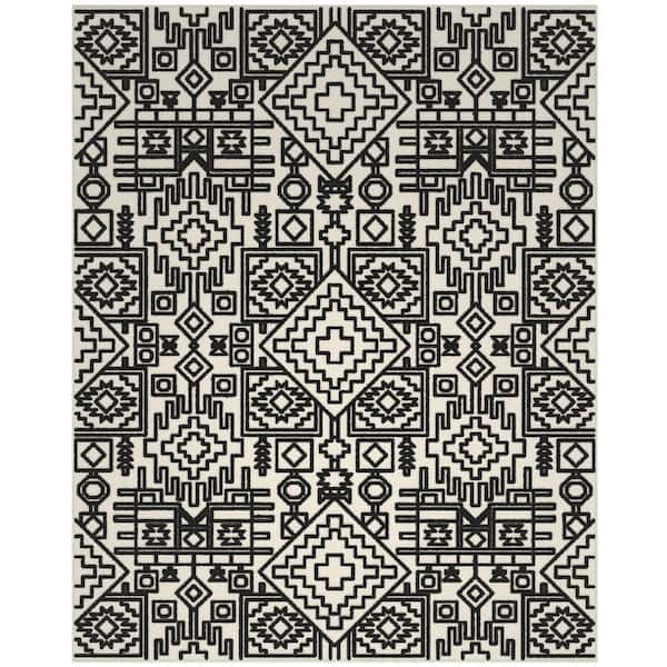 Sams International Napa Mercana Ivory and Black 5 ft. 3 in. x 7 ft. 6 in. Tribal Chenille and Viscose Area Rug