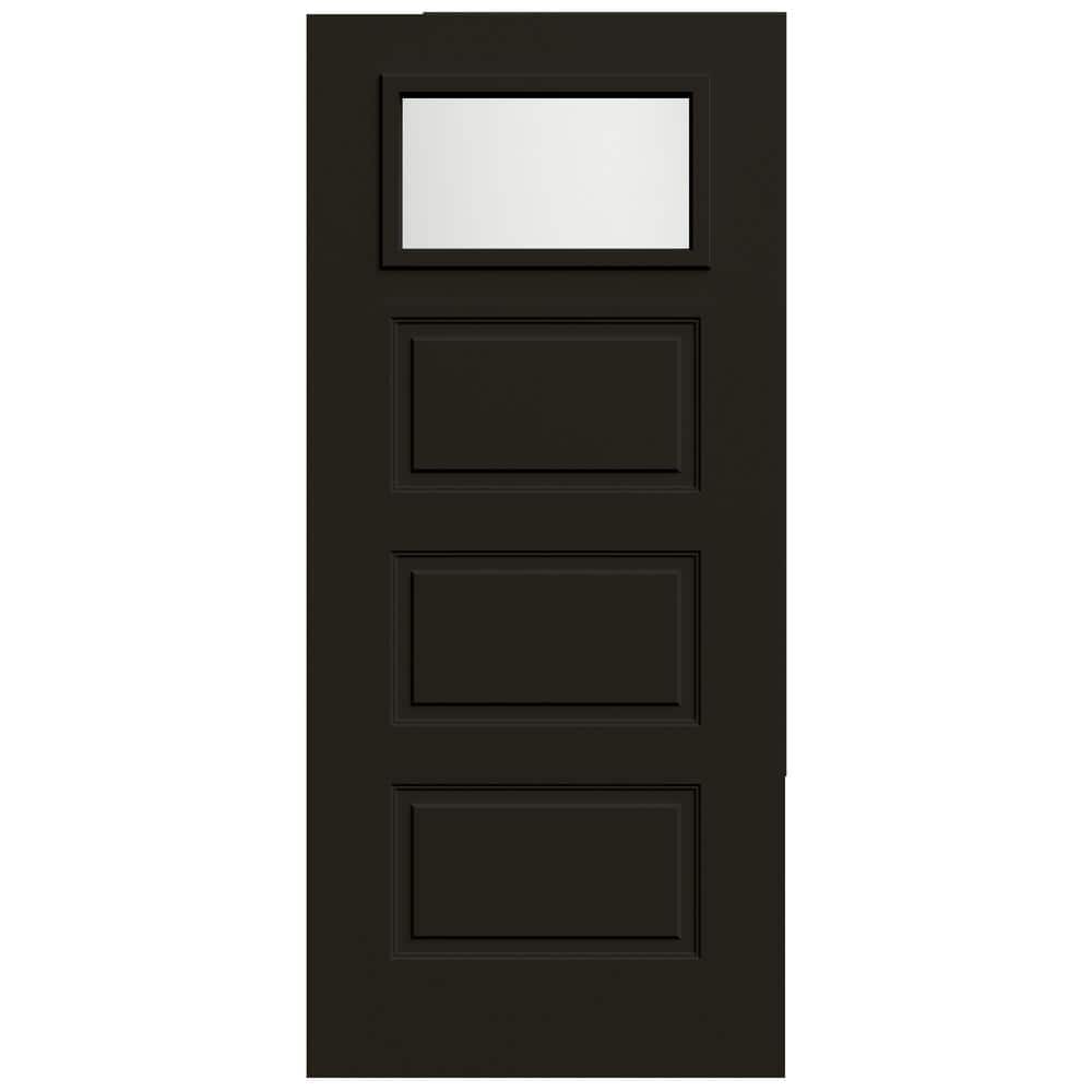36 in. x 80 in. 3 Panel Right-Hand/Inswing 1/4 Lite Frosted Glass Black Steel Front Door Slab price history on PriceWatchPro