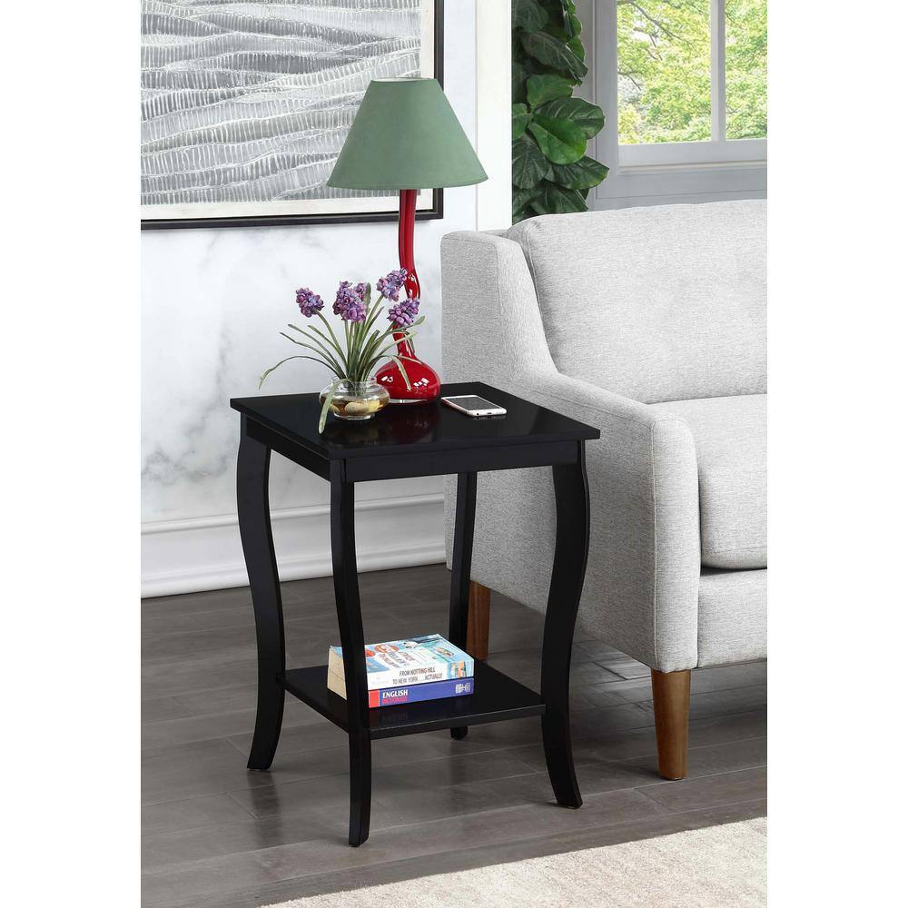 Heritage Square Black Rubberwood Dual-Tier End Table