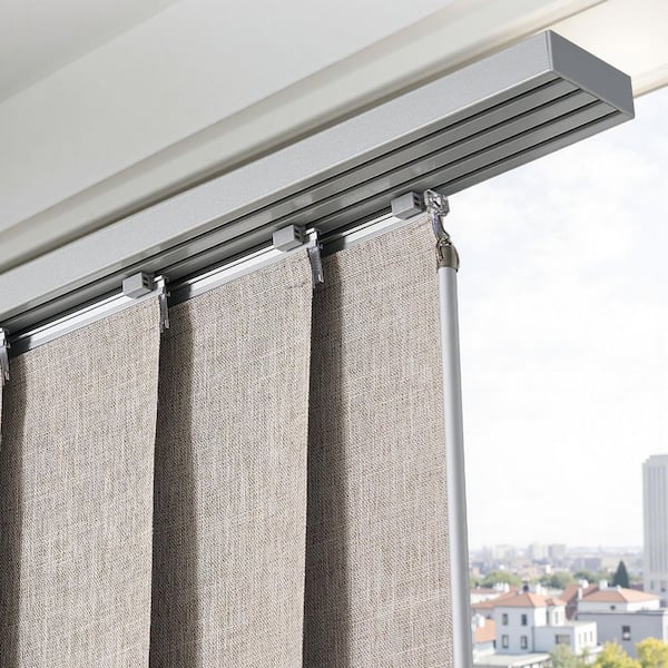 Panel Track Blinds, Extendable Track from 21.25 in. to 86 in. W, Trimmable Panel Up to 96 in. H, Brown,Cordless