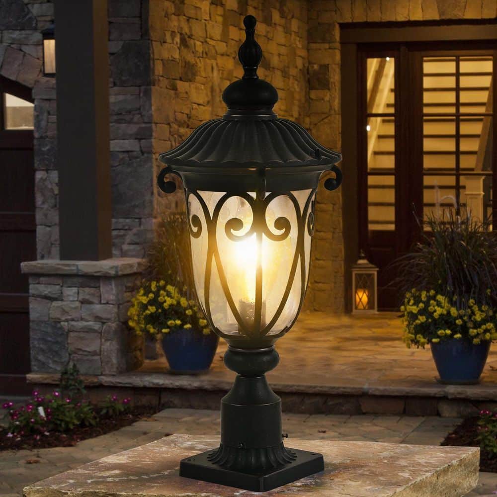 Byteany 1-Light Black Metal Outdoor Weather Resistant Post Light with ...