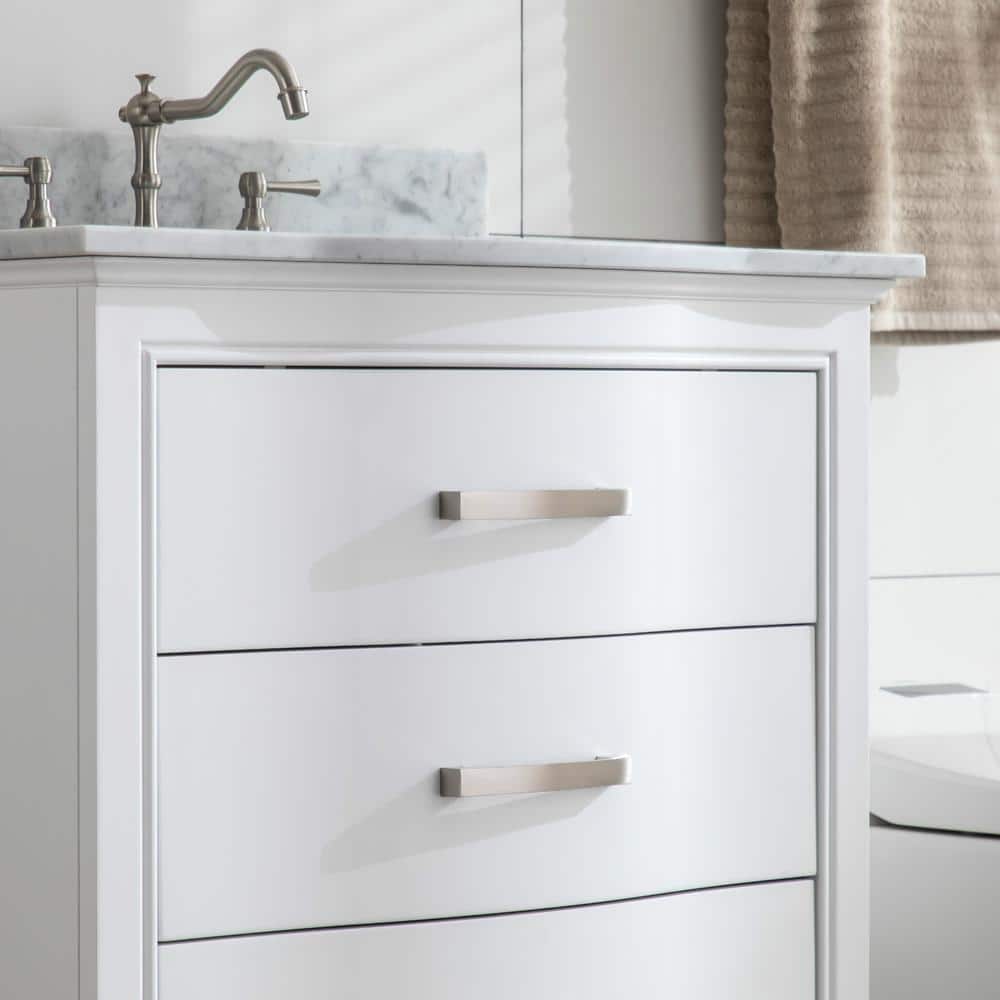 Monroe 30" White Solid Wood Single Vanity with Carrara Marble Top