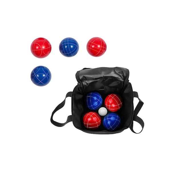 Trademark Innovations 90 mm Bocce Ball Premium Set Top Quality Resin Balls 9-Balls with Carry Case in Red/Blue