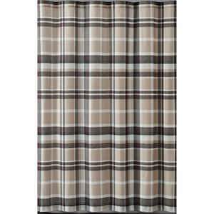Paulette 72 in. Plaid Taupe Shower Curtain