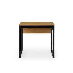 Reya 23.6 in. Wide Rectangular Natural/Black Wooden Open Front Storage Writing Desk with Steel Legs