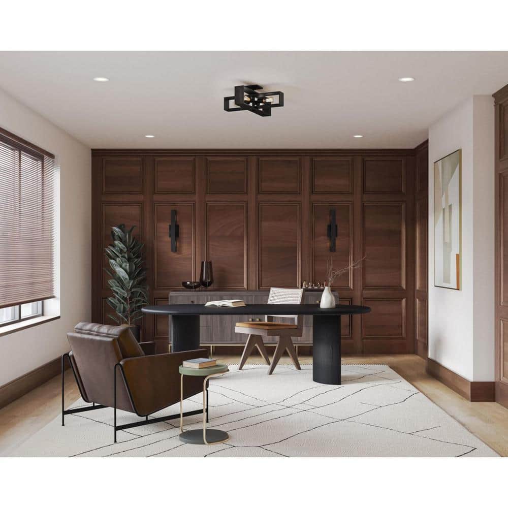 Matte Black Natural Wood Rectangle Wall Sconce