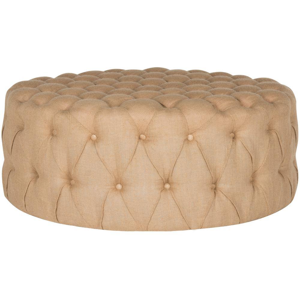 Charlene Beige Tufted Ottoman