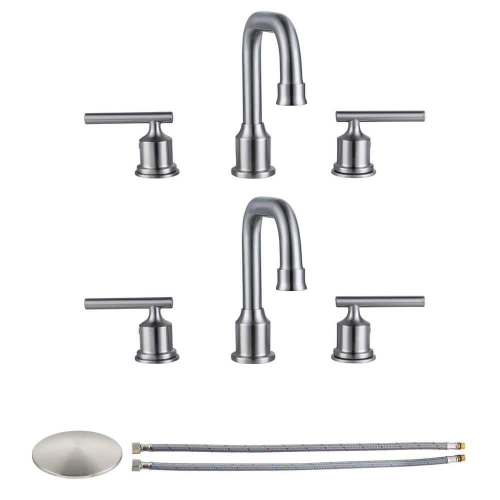 8 in. Widespread Lead-Free Double Handle Bathroom Faucet with Pop-up Drain 