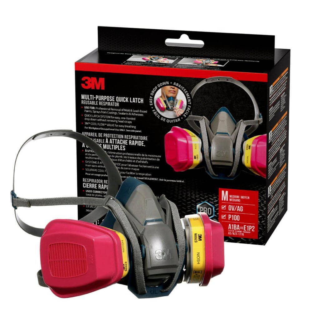 OV/AG P100 Pro Multi-Purpose Reusable Respirator with Quick Latch, Size Med