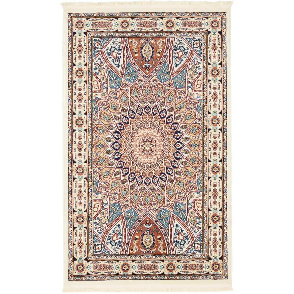 Narenj Collection Area Rug - Adams (3 ft. 1 in. x 5 ft. 3 in. Rectangle Ivory/Burgundy) price history on PriceWatchPro