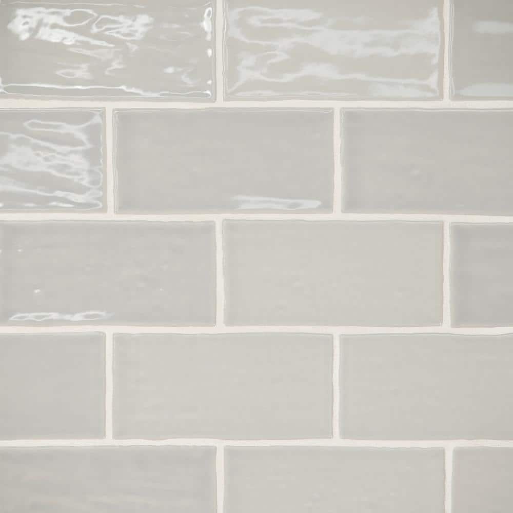 Sample-Marin Glossy Pebble Gray 2 in. x 5 in. Ceramic Wall Subway Tile price history on PriceWatchPro
