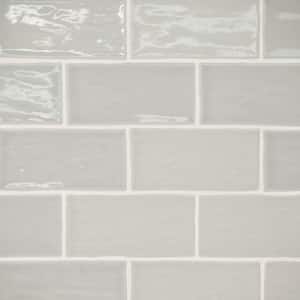 Marin Rectangle Glossy Pebble Gray (Light Grey) 2 in. x 5 in. Ceramic Wall Tile (5.38 sq. ft./Case)