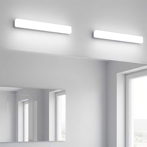 24 in. 1-Light Integrated LED Matte Black Modern Rectangle Vanity Light Bar Wall Fixture for Bathroom Mirror (2-Pack)