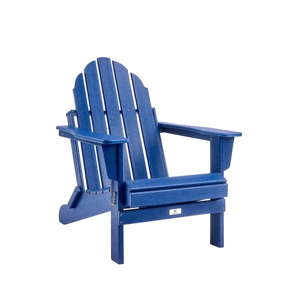 Kadehome Classic Outdoor Weather Resistant Accent Plastic Adirondack Chair for Garden Porch Patio Deck Backyard in Navy Blue