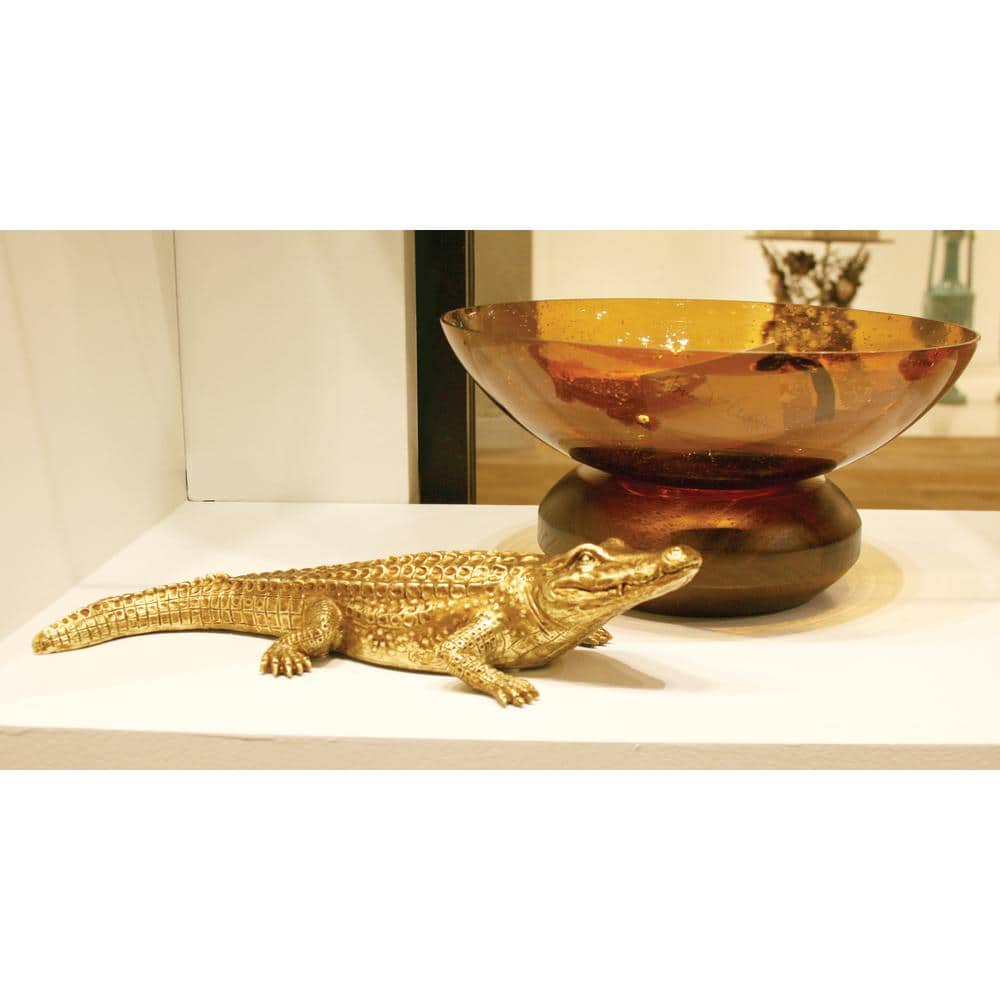 Marley Forrest Antiqued Gold Crocodile Sculpture 52029 - The Home