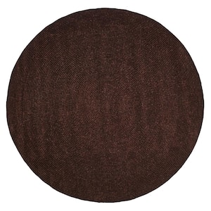 Chenille Braid Chesnut 96 in. Round 100% Polyester Reversible Solid Area Rug