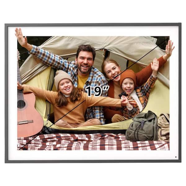 19 in. WiFi Digital Picture Frame with 64GB Storage, Touch Screen, Auto-Rotate, Wall Mountable in Black