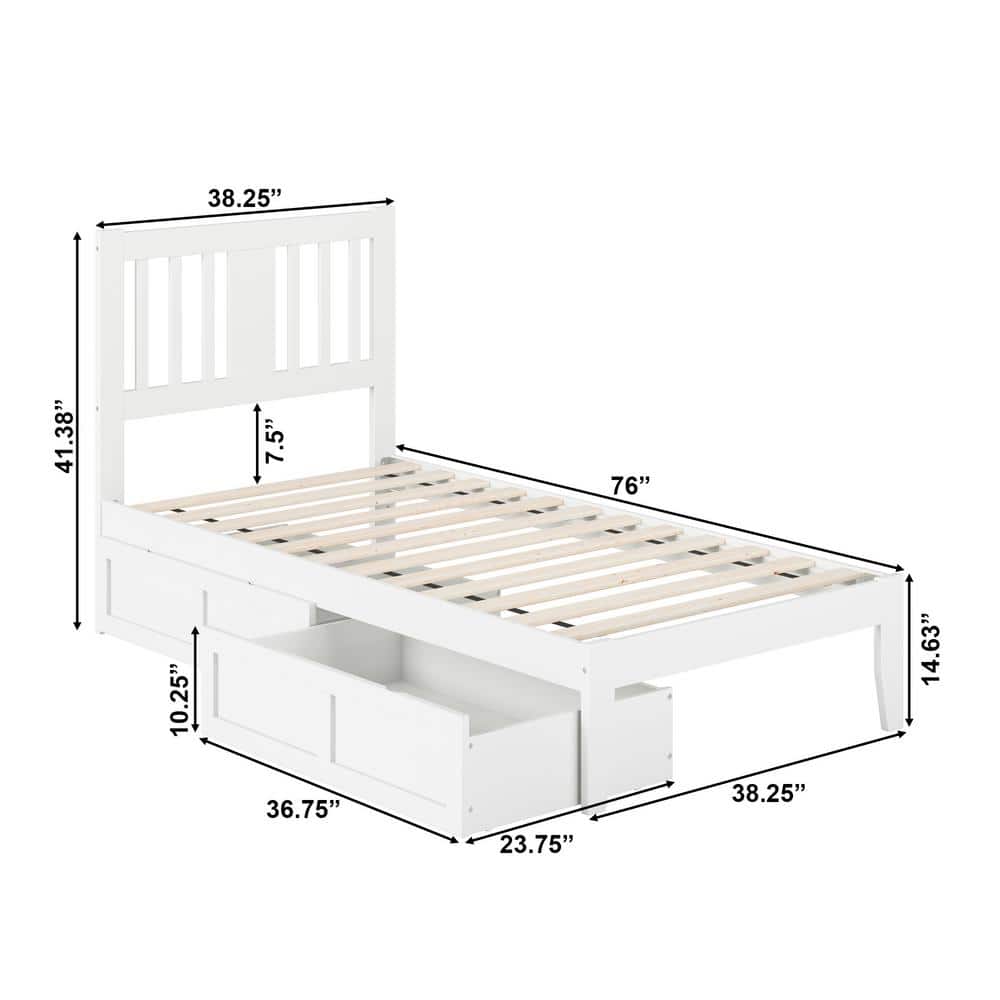 Tahoe Twin Mission-Style Bed with USB Charger & Storage Drawers