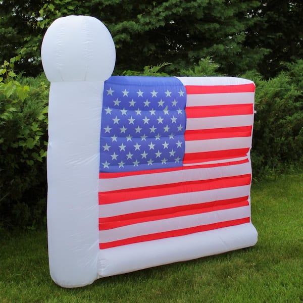 Northlight Inflatable Lighted Fourth of July American Flag Yard Art Decoration White 6