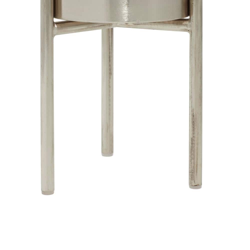 Elevated Trio Metallic Silver Iron Planters, Set of 3