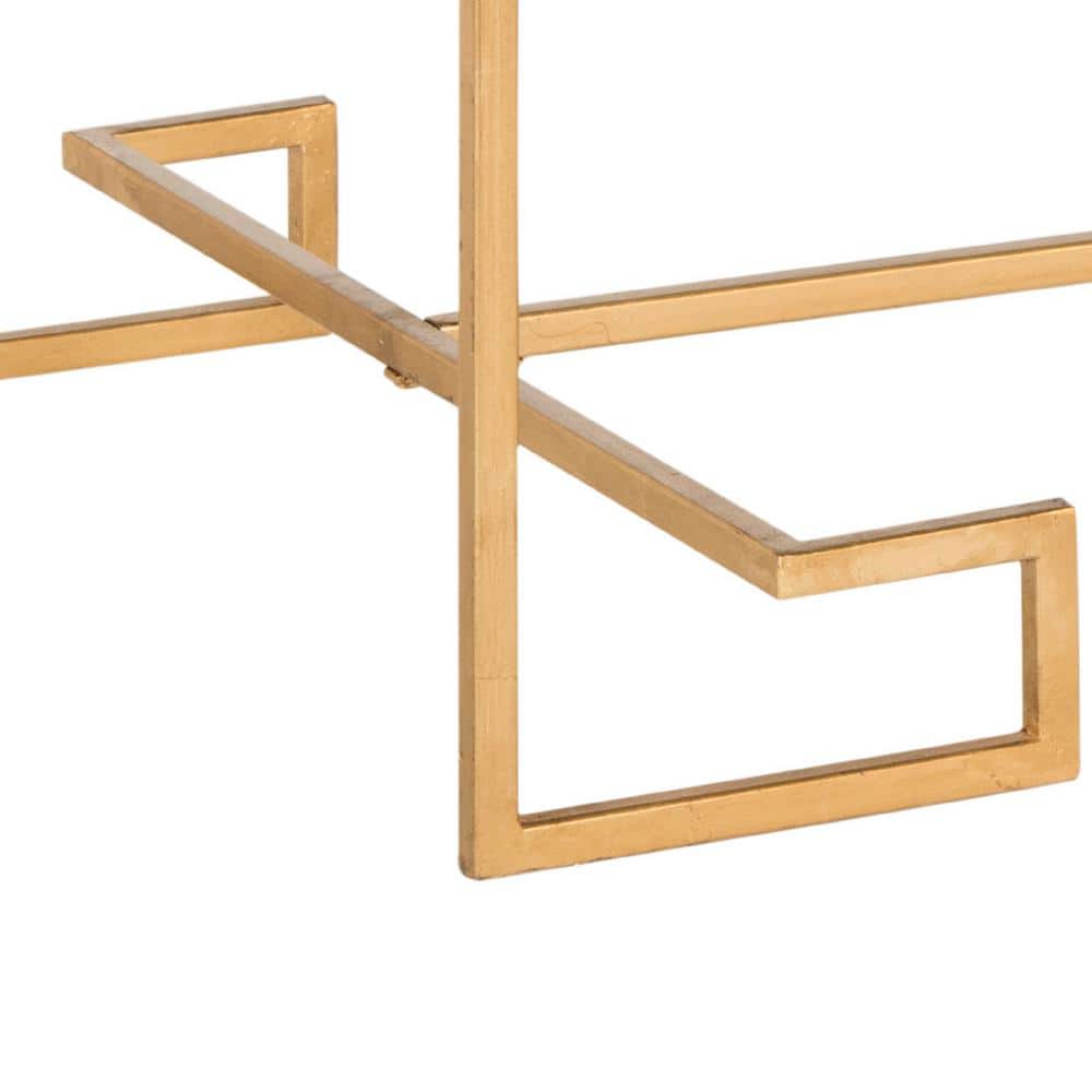 Gold Rectangular Metal and Glass Transitional Coffee Table