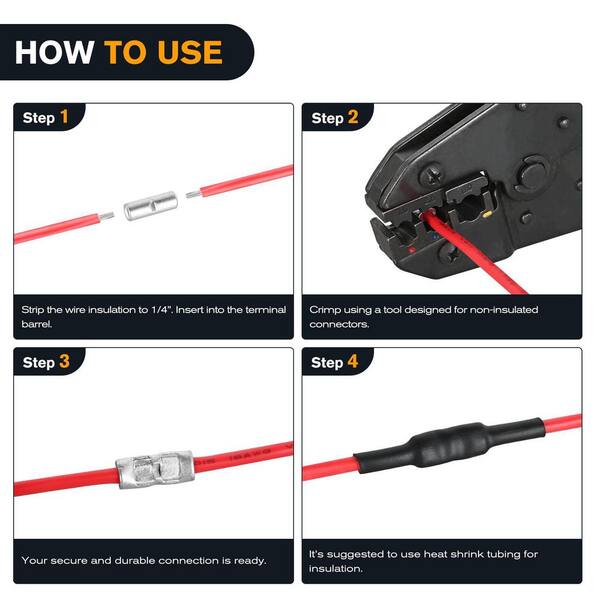 2 AWG TEMCo Butt Splice Connector Tin Plated Copper Uninsulated Gauge