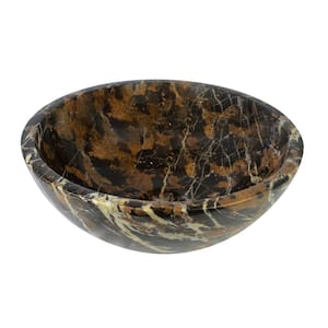 Round Marble Stone Vessel Sink in Gold and Black
