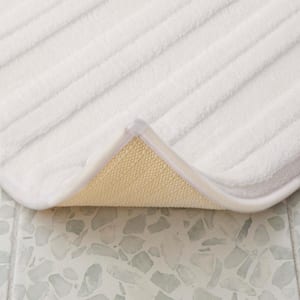 Memory Foam White Striped 2-Piece Bath Rug Set