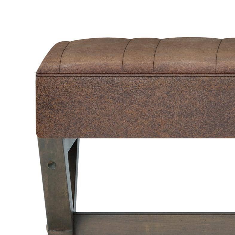 Salinger 48" Chestnut Brown Faux Leather Ottoman Bench