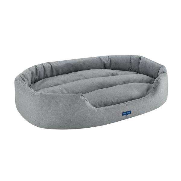 grey round dog bed