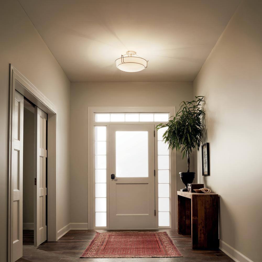 Alkire 22 in. 4-Light Brushed Nickel Hallway Transitional Semi-Flush Mount Ceiling Light with Frosted Glass price history on PriceWatchPro